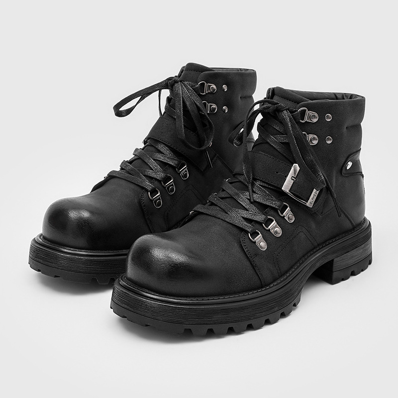 Brand Men Leather Boots Motorc - Luxury Lifestyle Store review and price