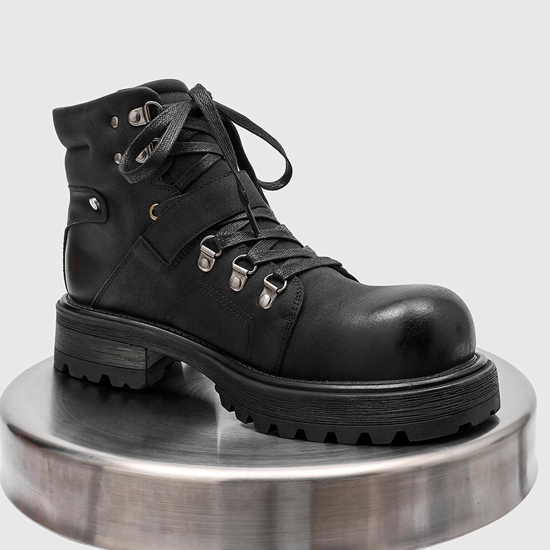 Brand Men Leather Boots Motorc - Luxury Lifestyle Store review and price