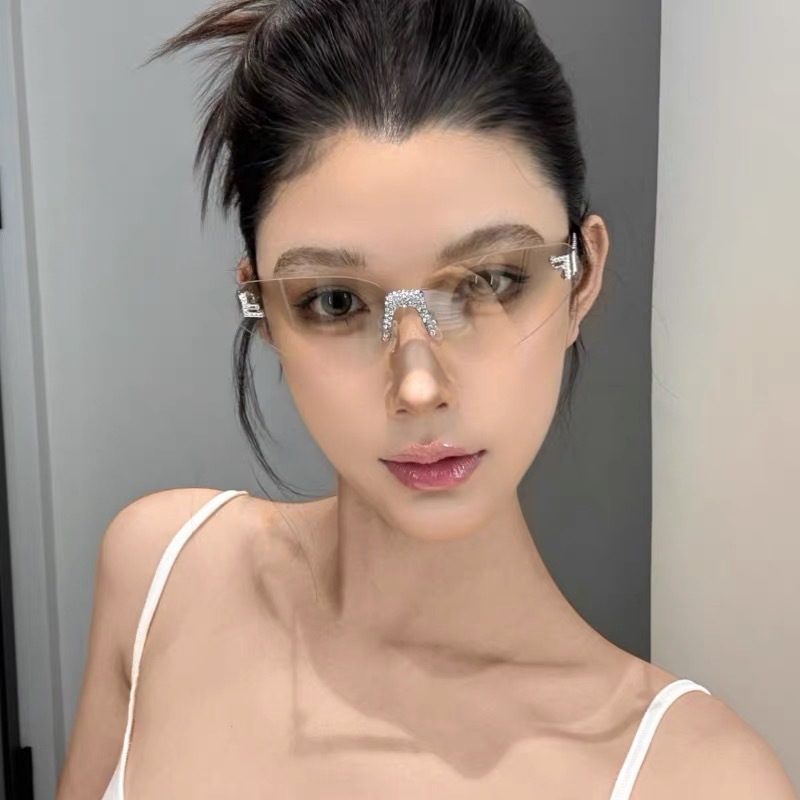 Women's Sexy Cat Eye Rimless R - Luxury Lifestyle Store review and price