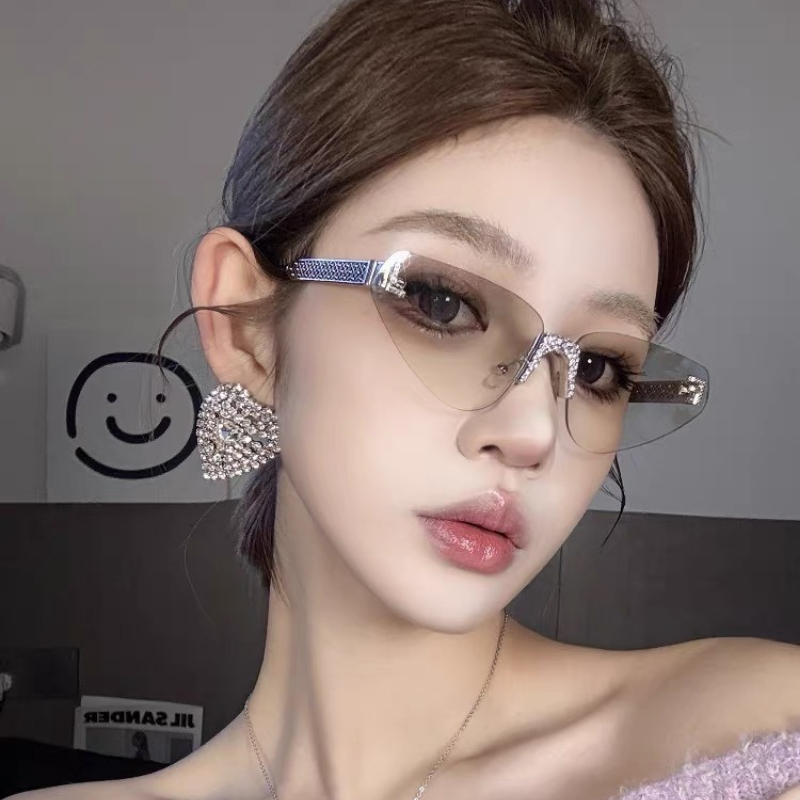 Women's Sexy Cat Eye Rimless R - Luxury Lifestyle Store review and price